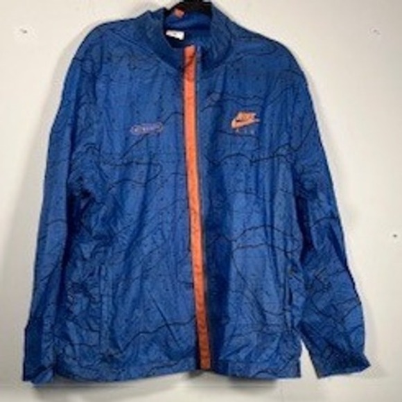Nike Air Jacket Mens Water Resistant Lightweight Full Zip Marina Blue Orange XL - Picture 3 of 9